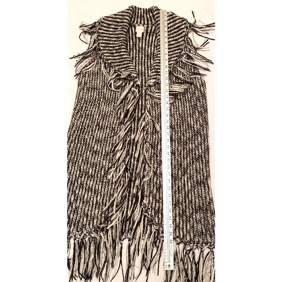 CHICO’S Womens Long Open Front Fringed Wool Blend Cardigan Western Cowboy  *Sz.2 - Picture 8 of 12